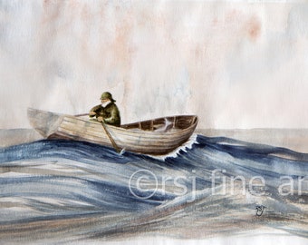 vintage wooden boat paintings, watercolor paintings, row boat paintings, wooden boats, fishing boat painting, boat pictures,, row boat art