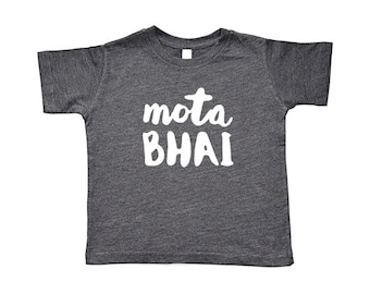 Mota/Bada Bhai Toddler Youth Short-Sleeve Tee, Baseball Tee & Infant Bodysuit/One Piece Baby Clothes | Hindi South Asian Big Older Brother
