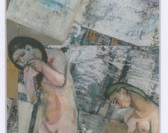 GIJZELINGEN-Originele mixed media kunst op papier.