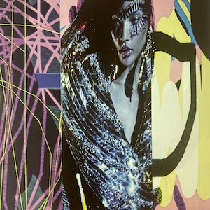 NEON GLAM ONE- Original mixed media art on paper.