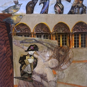 WHO’S GOING SECOND?- Original mixed media art on paper.