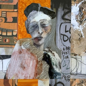 EYES ON YOU 2- Original mixed media art on paper.