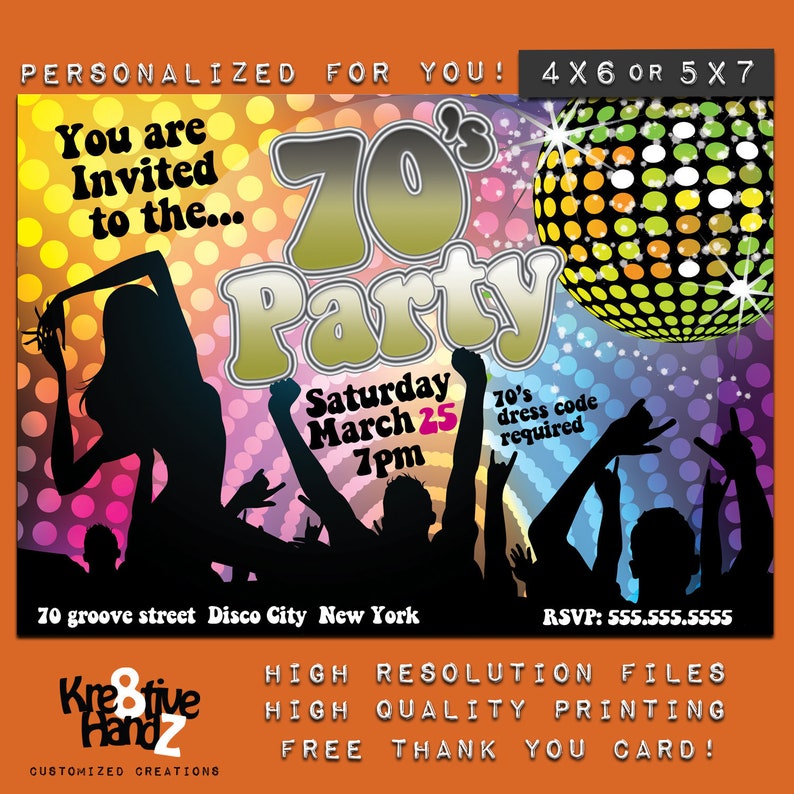 70 S Party Invitation Personalized Printable 70 S Etsy