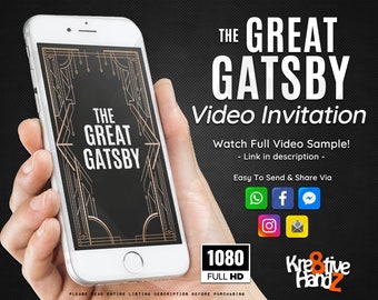 Great Gatsby invitation, Roaring Twenties Party, Video Invitation,  personalized theme Video invitation, custom invitations for your party,