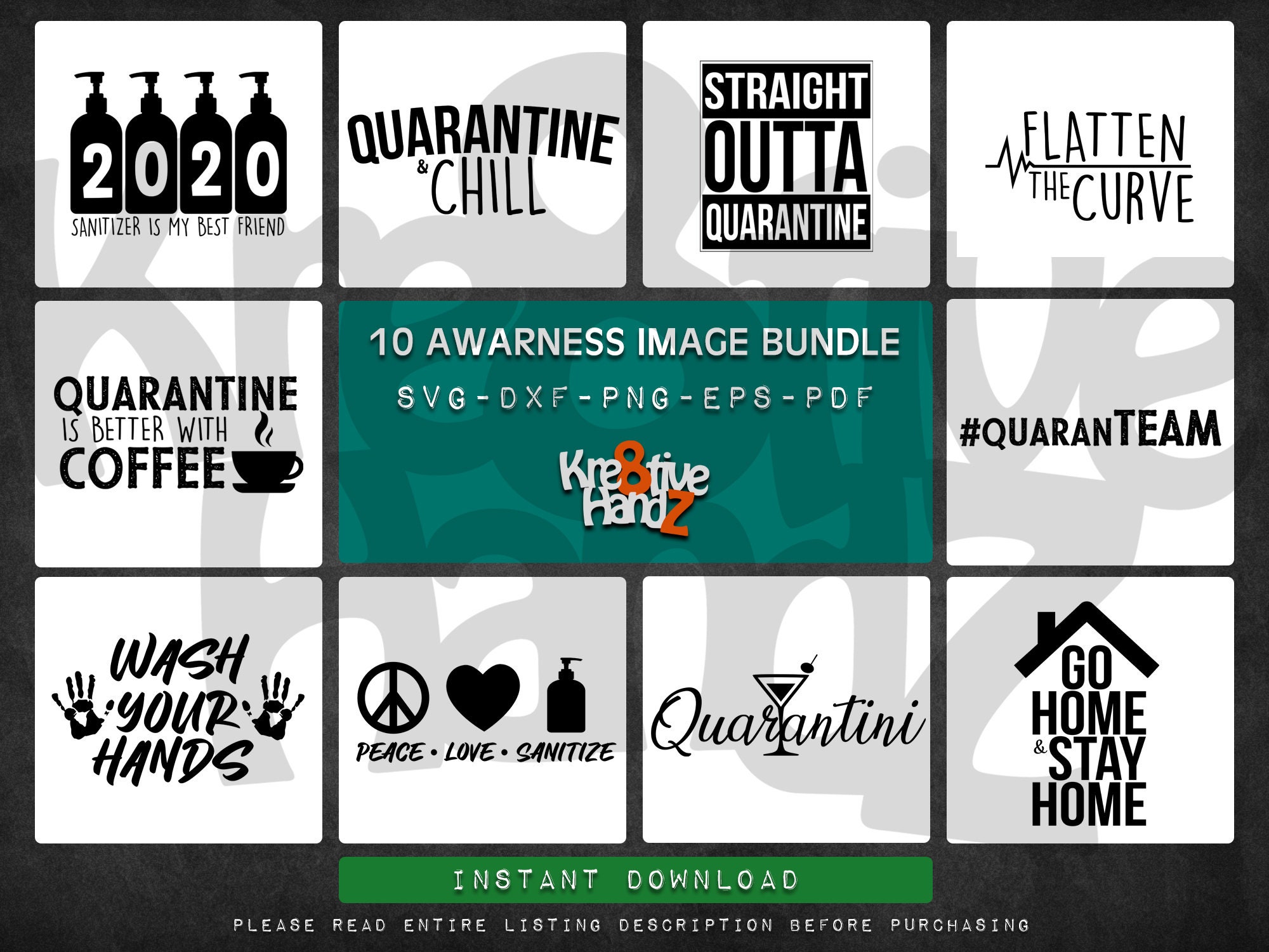Download Quarantine Awareness Image Bundle SVG DXF PNG Cut Files | Etsy