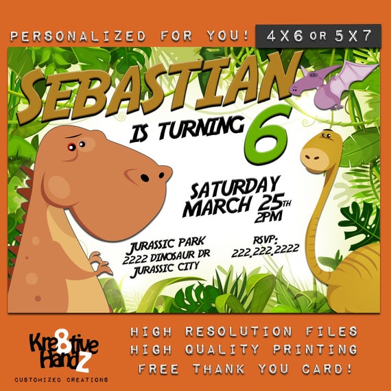 dinosaur invitation personalized printable