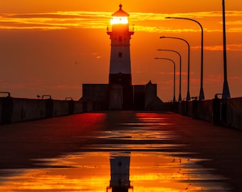 Duluth Minnesota Canal Park Sunrise Lighthouse Canvas Wrap