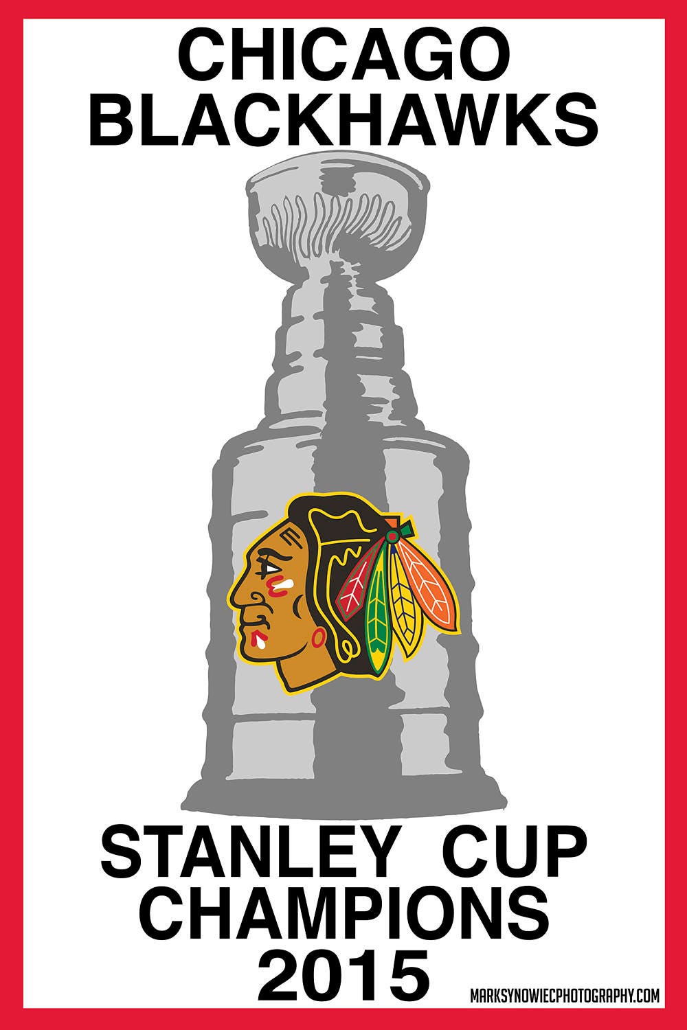 Chicago Blackhawks Our Stanley Cup Champions Banners SB Wood Print