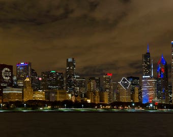 Chicago Cubs #FlytheW Skyline Brushed Aluminum print