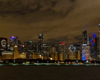 Chicago Cubs #FlytheW Skyline Canvas Wrap