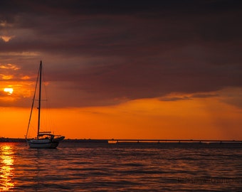 Florida Sailboat Sunset Canvas Wrap Print