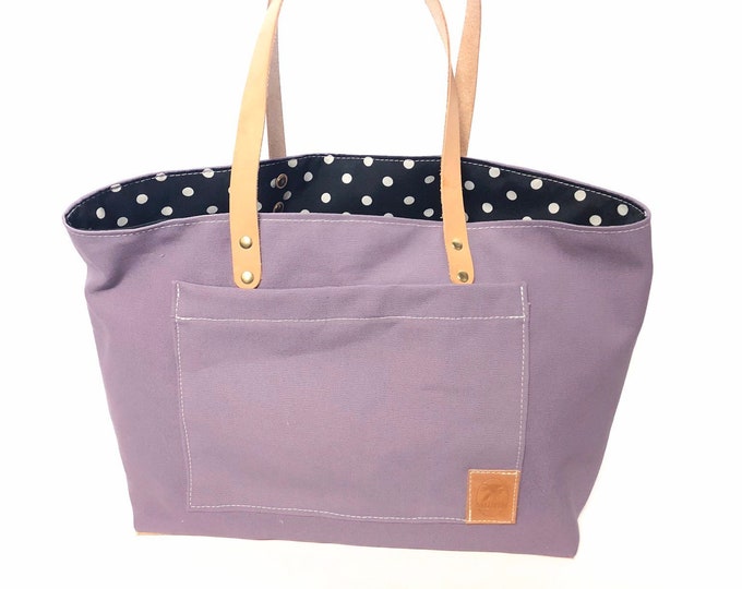 Purple Tote with Polka Dot Lining