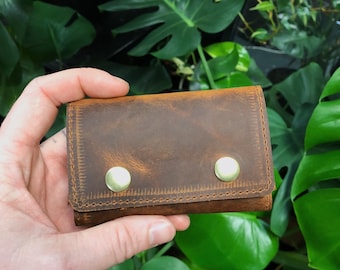 Hand dyed leather card holder