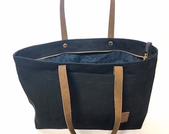 Zipper Tote with Vintage Lining