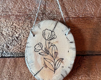 Wood Burned Wall Hanging || California Poppy