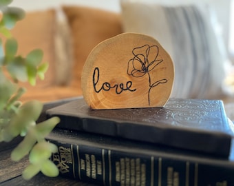 Wood Burned ”Love” Sign || Table Decor