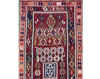 Central Anatolian Turkish Kilim - 3'6 x 6'5 - 110 x 198 cm - Prayer Kilim Rug - FREE DOMESTIC SHIPPING