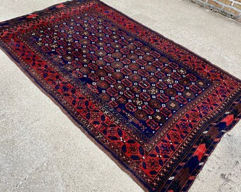 Antique Baluch Tribal Rug - Spectacular and Rare - 4'5 x 7'5 - 135 x 225 cm - Mina-Khani design - 19th c - FREE DOMESTIC SHIPPING