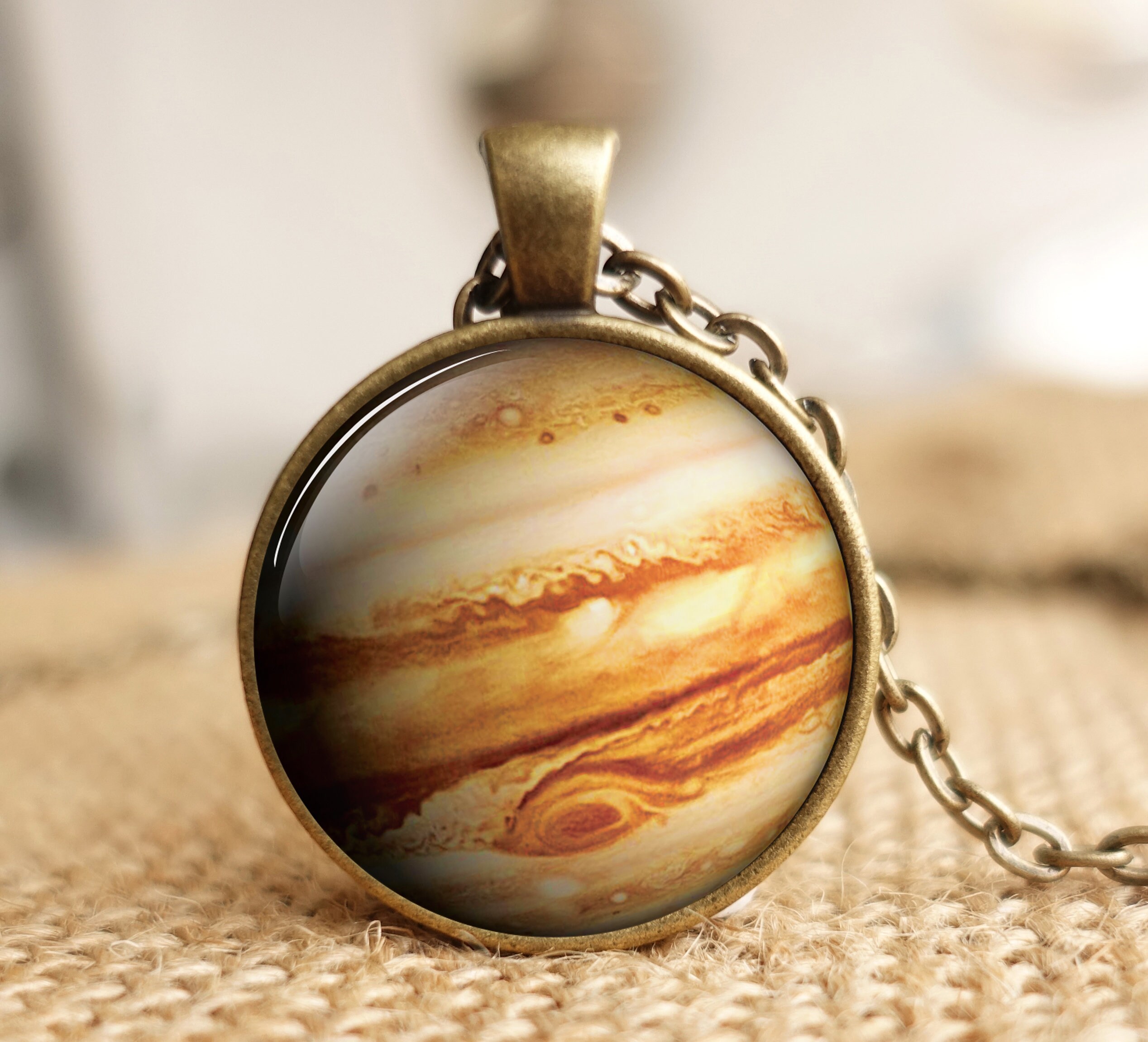 Jupiter Necklace Pendant Charm Jupiter Space Necklace Etsy