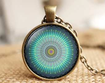 Sacred geometry necklace Mandala pendant Spiritual amulet Religious