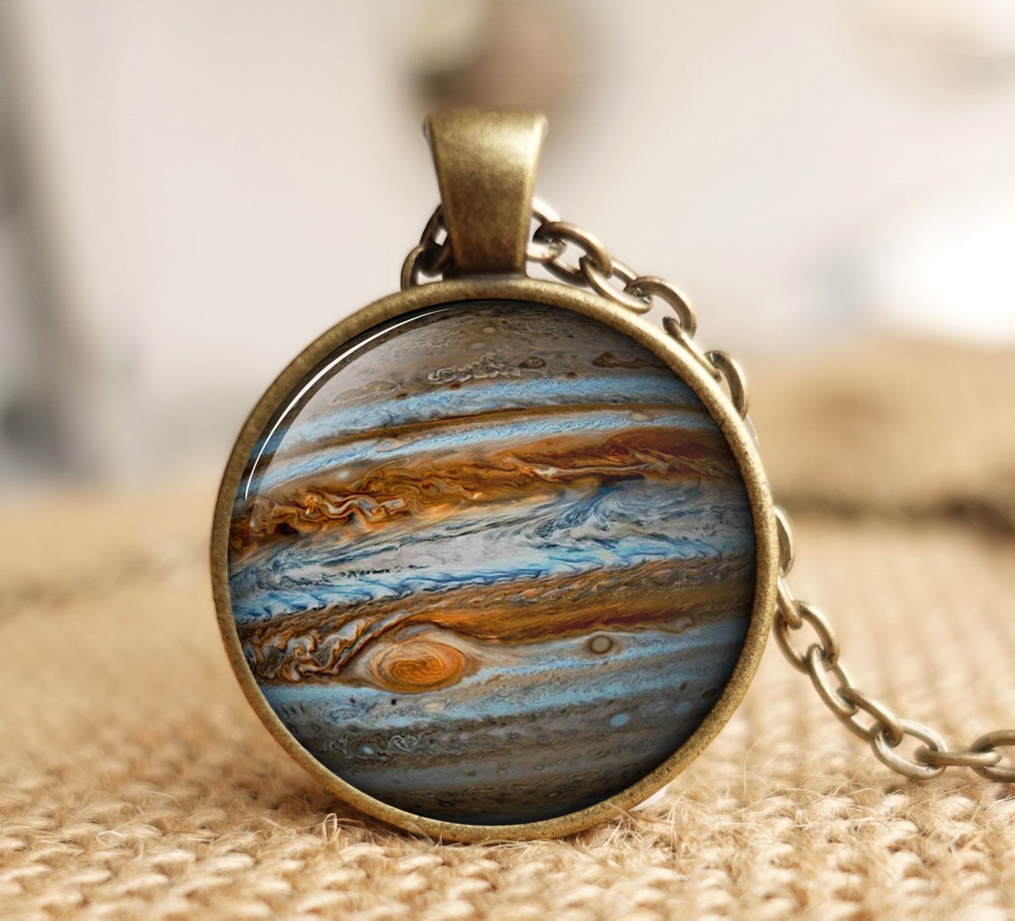 Jupiter Necklace Pendant Charm Jupiter Space Necklace Etsy