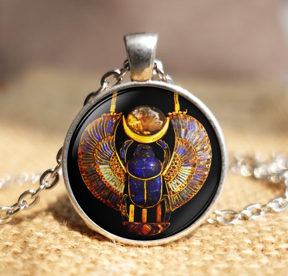 Egypt Pendant Egyptian Ank Pendant Scarab Silver Necklace Egyptian Amulet Egypt Feathers