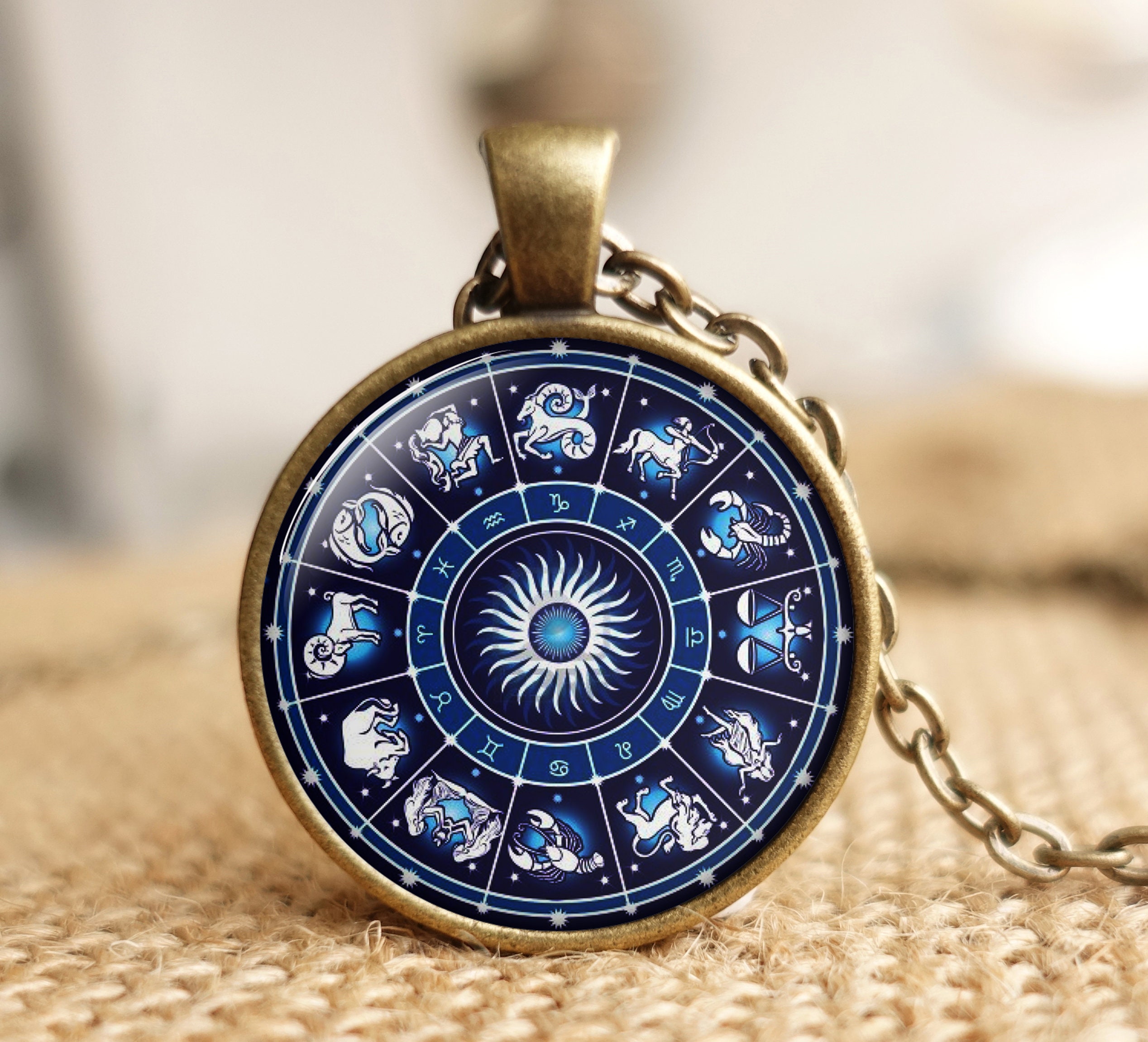 Zodiac necklaceZodiac circle Necklace Zodiac Sign Pendant Etsy