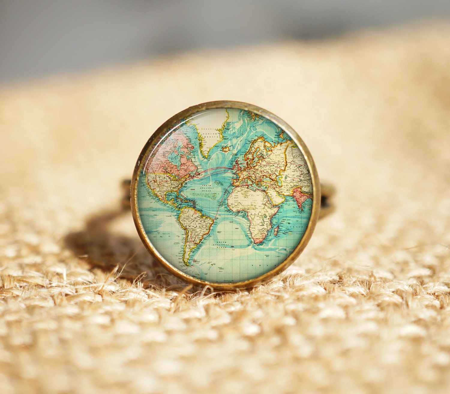 Antique World Map Rings World Map Rings Antique Map Jewelry Etsy