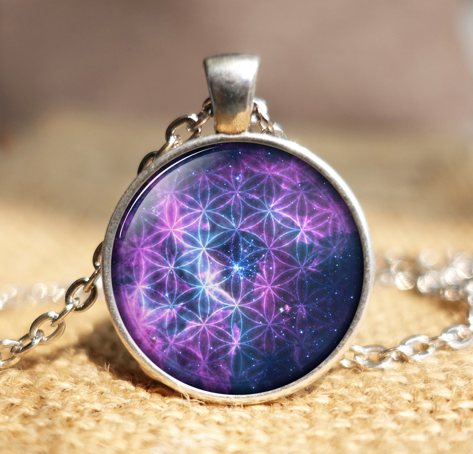 FLOWER OF LIFE Pendant Teal Green Aqua Spiritual Jewelry Etsy