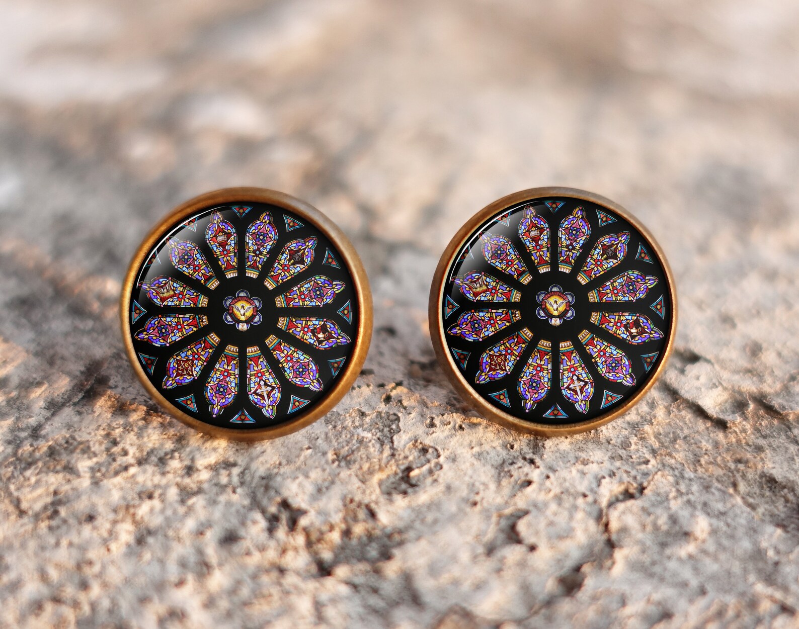 Rose Window Stud Earrings Gothic Cathedral Gothic Style Etsy
