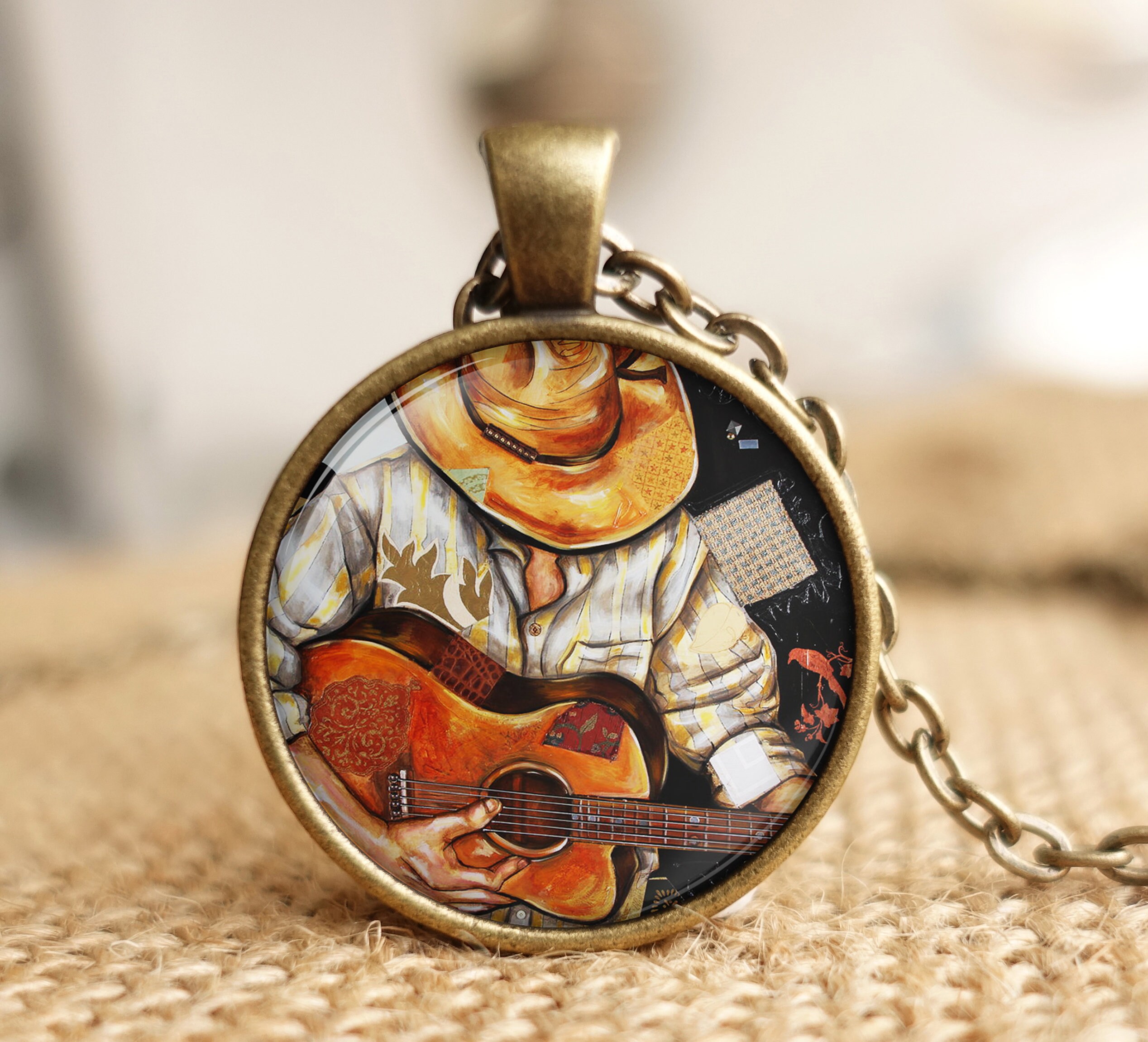 Acoustic Guitar Art Jewelry Guitar necklace Guitar Pendant Etsy