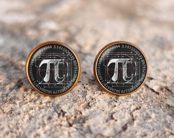 PI Stud earrings,Black Pi Earrings,Pi sign eyes earrings,Mathematical Jewelry, Mathematics earrings,Pi jewelry