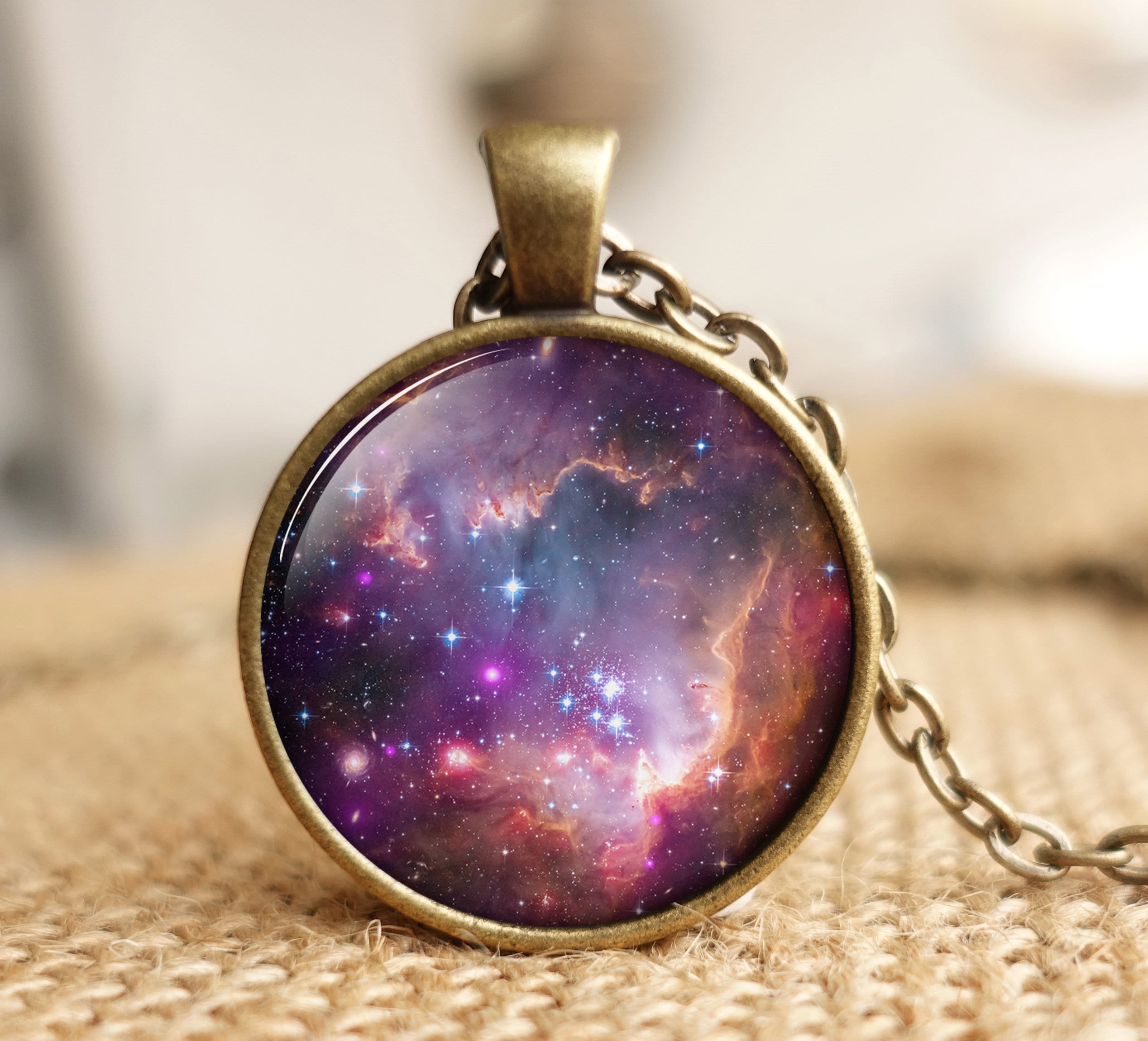 Space Necklace Space Jewelry Galaxy Stars Glass Etsy UK