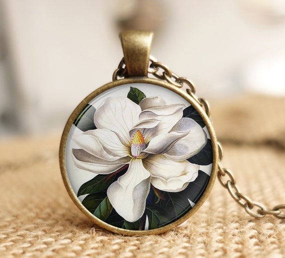 Southern Magnolia Pendant Magnolia Flower Magnolia Jewelry Etsy