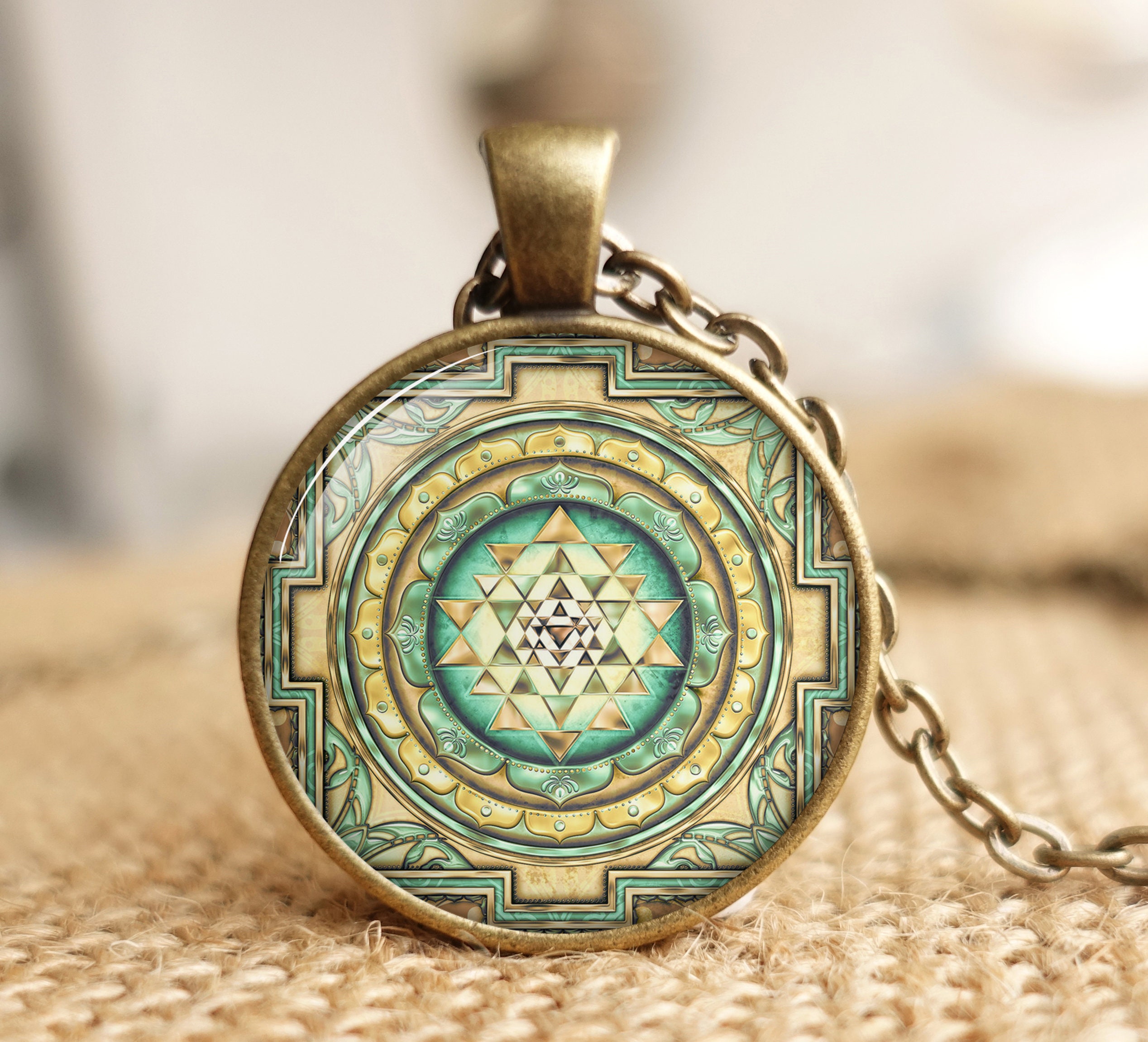Sri yantra pendant Sacred geometry jewelry Sri yantra Etsy