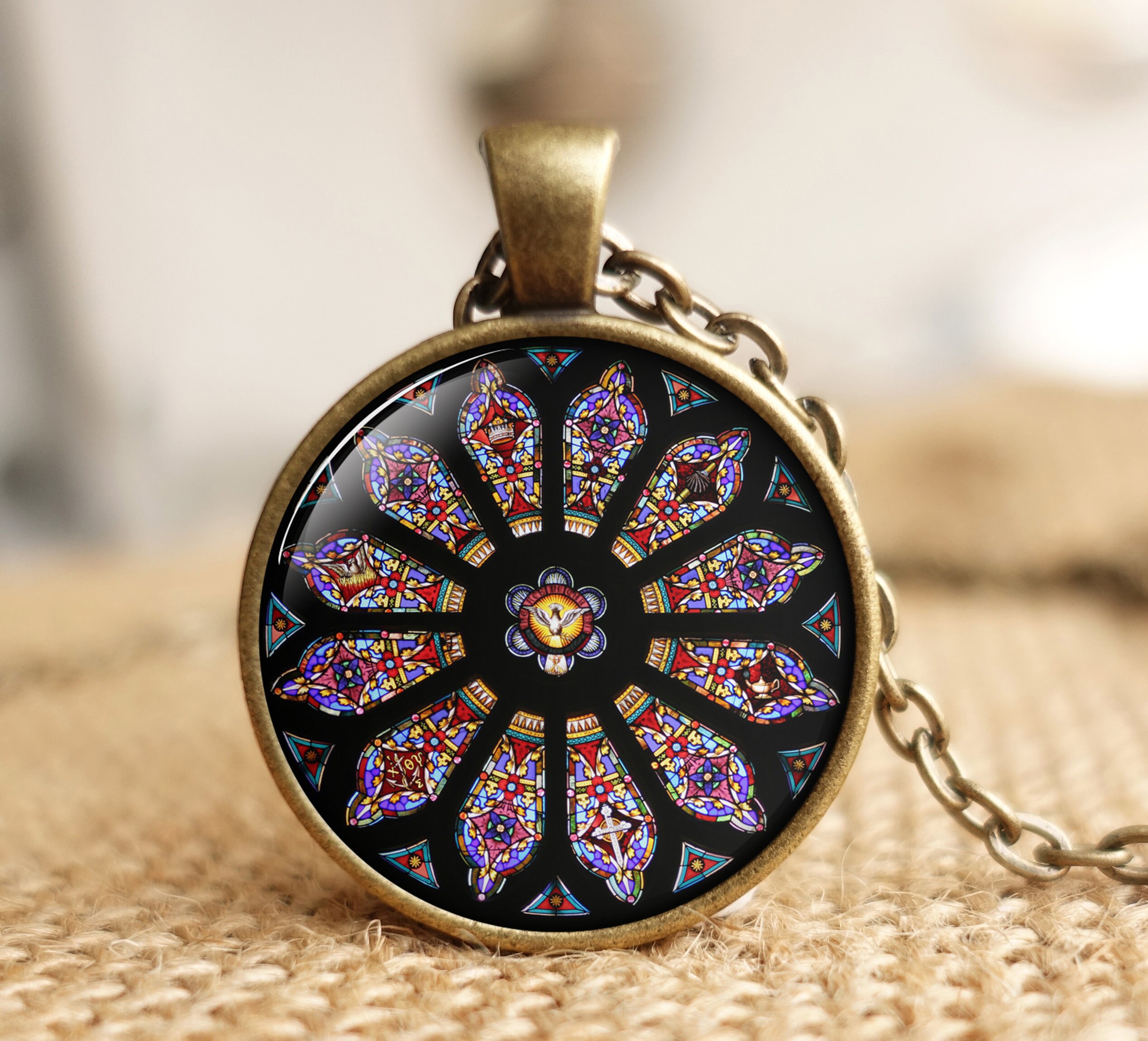 Rose Window Pendant Gothic Cathedral Gothic style necklace Etsy