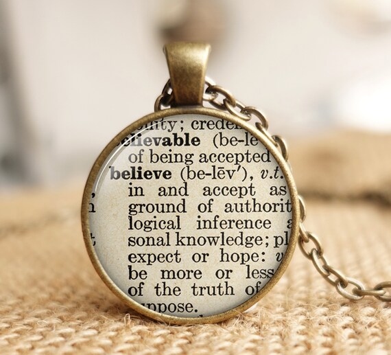 Believe Definition Necklace Vintage Dictionary Word Religious Etsy