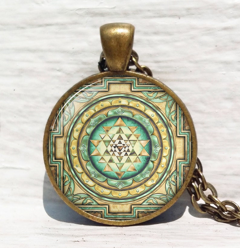 Sri yantra pendant Sacred geometry jewelry Sri yantra Etsy