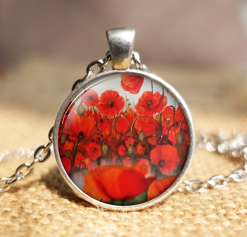 Poppy Pendant Poppy Necklace Poppy Jewelry Remembrance Etsy