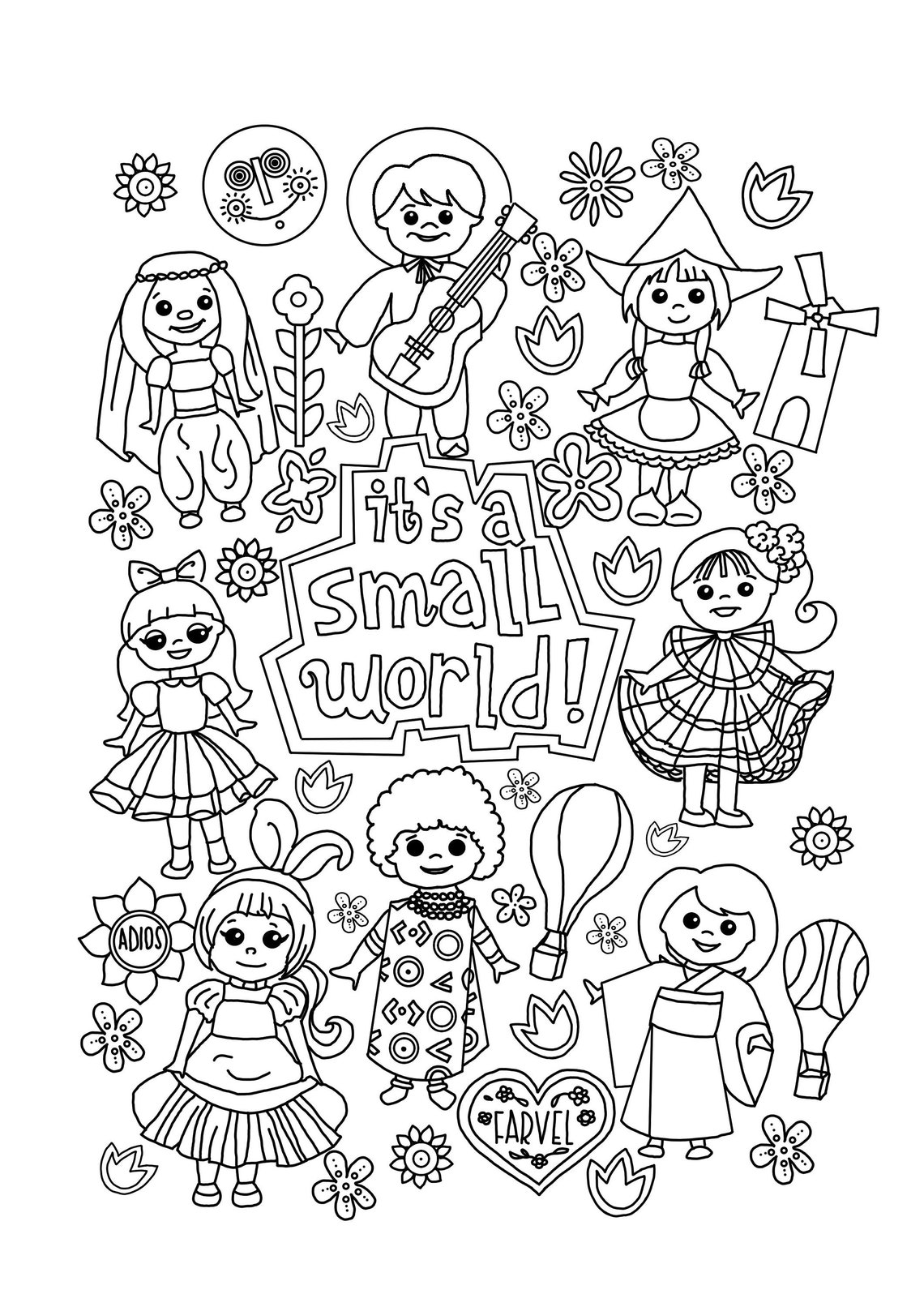 Its A Small World Coloring Page Digital Download Disney Etsy