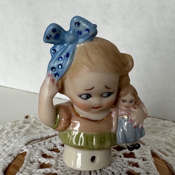 Porcelain Half Doll "GOOGLY", Reproduction Half Doll, Pincushion Doll, Collectible Doll,