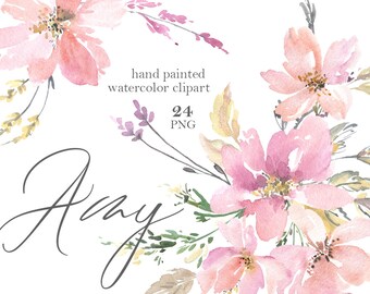 watercolor flowers etsy