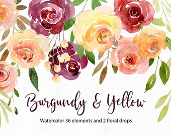 Watercolor Wreath Clipart Floral Pink Blush Frame Instant Etsy