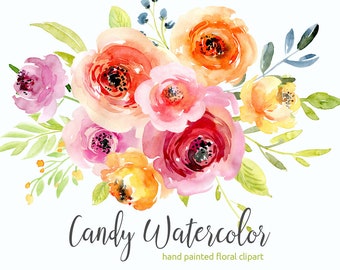 watercolor flowers etsy