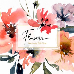 Aquarel bloemen clipart rood roze geel Boho retro vintage eenvoudige bloemen clip art boeket framerand stoffige gratis commercieel gebruik png