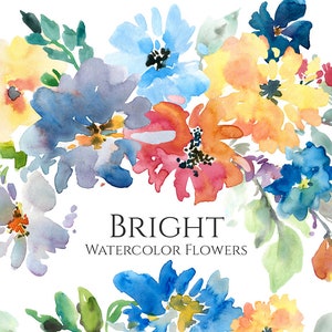 Aquarel bloemen clipart heldere bloemen clip art krans lente zomer romantische bruiloft bloemen gratis commercieel gebruik digitale download, png