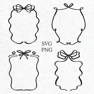 Handgezeichnete Bogen Band Rahmen Clipart gewellte Grenzen kokett frei kommerzielle Nutzung digitaler Download Vintage Gekritzel Vektor Clip Art 4 SVG PNG