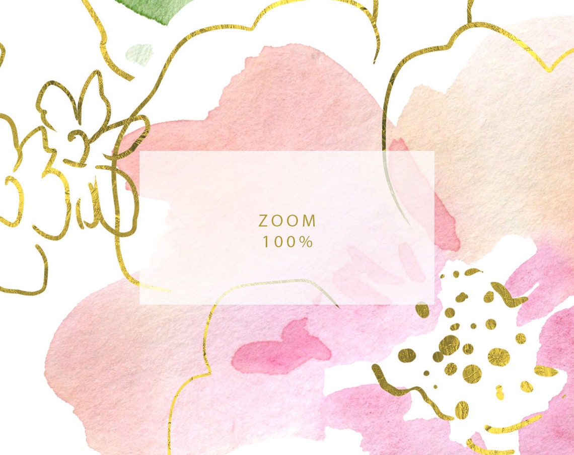 Watercolor Flower Clipart Pink Blush Gold Watercolour Clip Art - Etsy