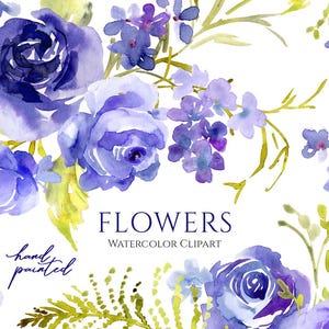 Aquarell Blumen Clipart Hell Violett Floral Clip Art Lebendige Lila Kränze Blumensträuße Rosen Digitaler Download Kostenlose kommerzielle Nutzung PNG