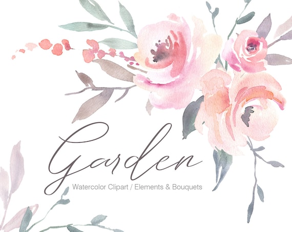 Rosa Aquarell Blumen Clipart Erroten Aquarell Blumen Freie Etsy